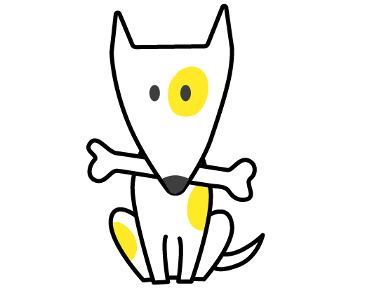 Custard the T4G dog sitting with a bone